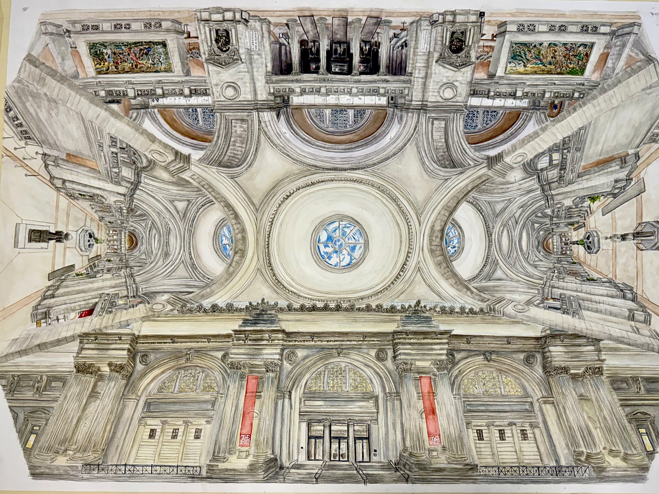 1000 5th ave, watercolor on paper, 34x46”, 2024