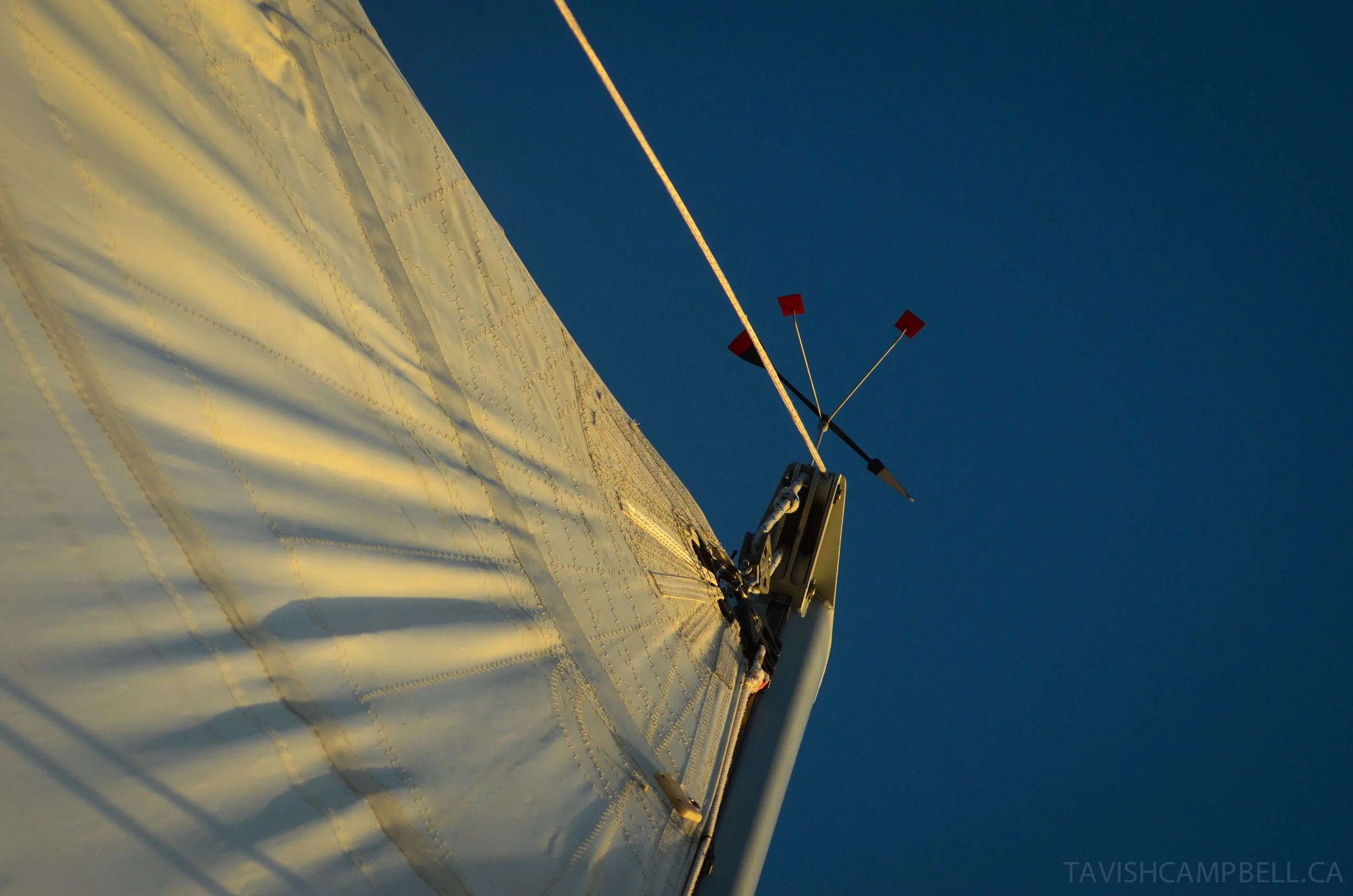 Clear skies and a full main breeze.