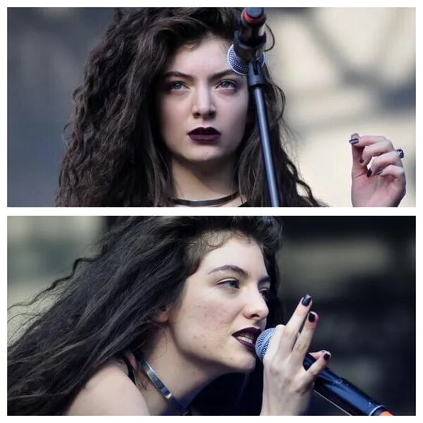 Photo posted by Lorde to her Twitter account recently showing her skin retouched in the top photo and 'au naturale' in the bottom shot.