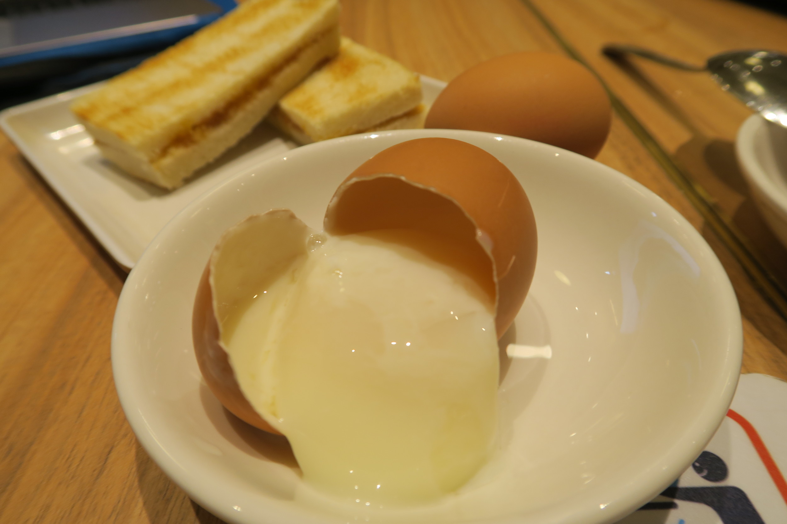 Half cooked egg at Toast Box Singapore