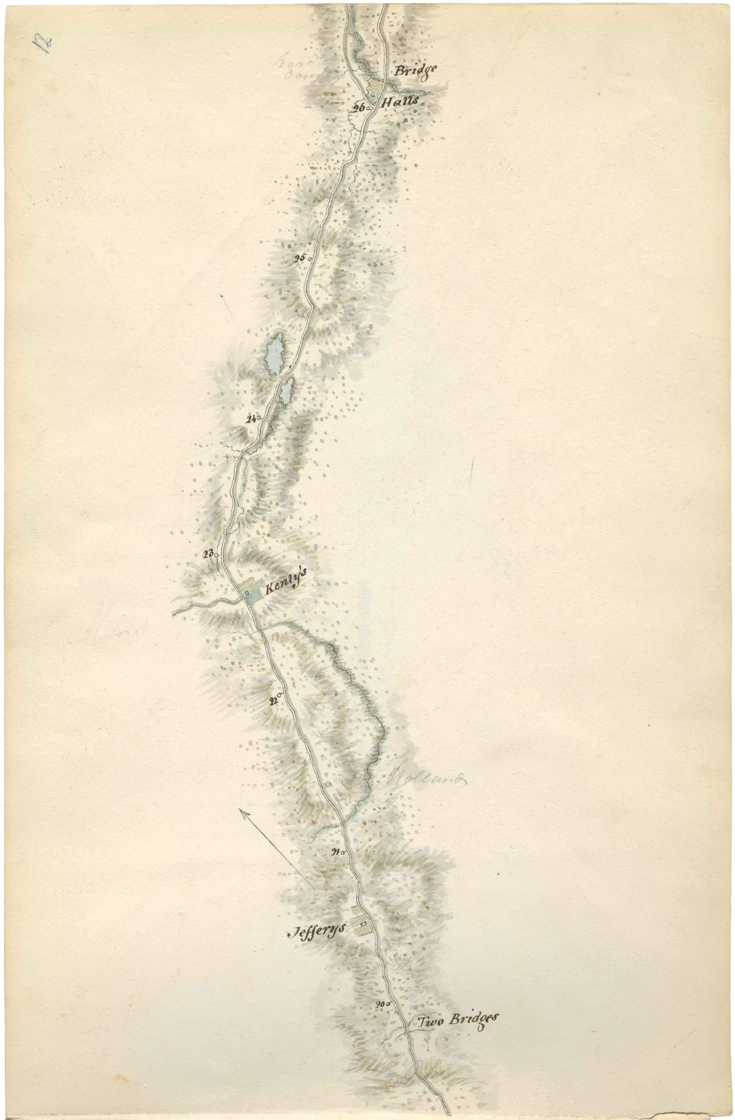 Woolford's Surveys - 1818 This is probably one of the earliest maps of the area, drawn by John Elliott Woolford. He was employed by George Ramsay, 9th Earl of Dalhousie as 'landscape and portrait painter and Draughtsman to His Excellency' between the years of 1817 to 1818. He was tasked with creating maps of the only two highways in the province at that time, Hwy 1 from Halifax to Windsor and Hwy 2 from Halifax to Truro. The Kently's farm was located on what is now Given Drive in Brookhill Estates and the Jeffery's farm was on Holland road. The Hall's farm (also called Bennery House or the Dalhousie Inn) stood at the end of the Grant Road in Enfield until it succumbed to a gale while under restoration in the mid 1980's . This 'Old Truro Highway' through Grand Lake Oakfield still exists in parts today. Although much has been lost to development, many stretches lined with massive white pine are the same road once traveled by the Earl of Dalhousie 200 years ago. 