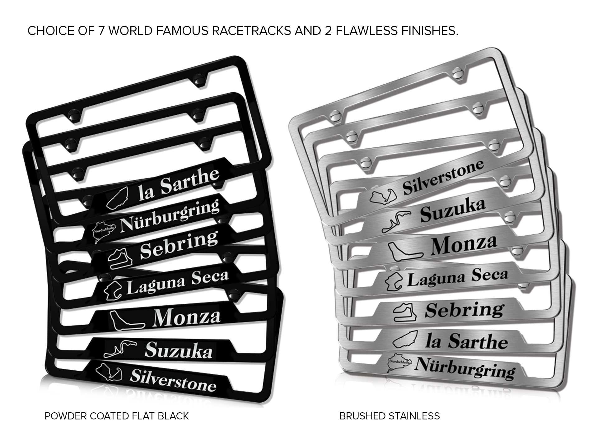 FSPORT BLACK Powder Coated Metal License Plate Frame Tag Holder w/Screw caps