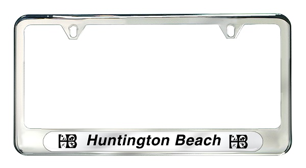 Metal License Plate Frame Vinyl Insert Surf City Huntington Beach A 