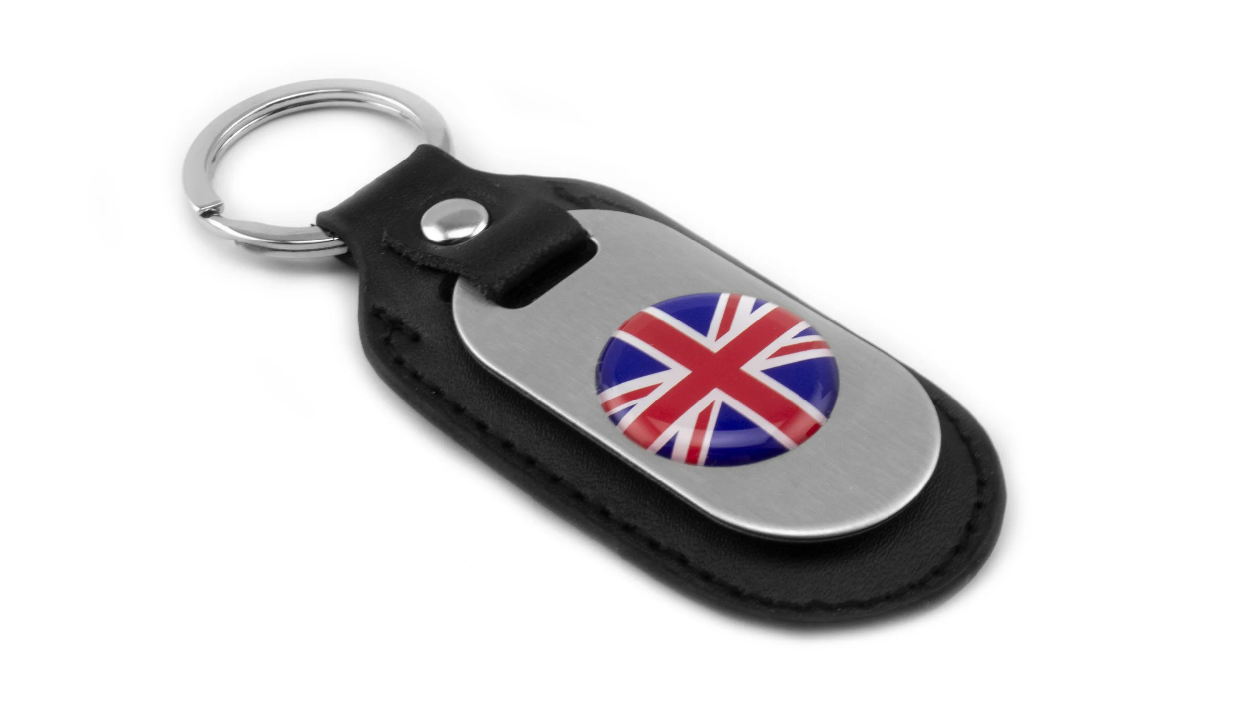 Union Jack Stainless Steel Leather Keyfob