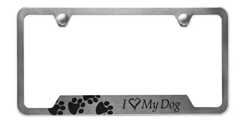 I Love My Dog License Plate Frame