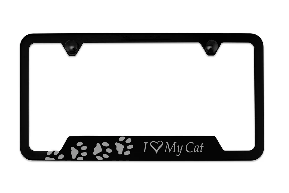 I Love My CAT paw print License Plate Frame