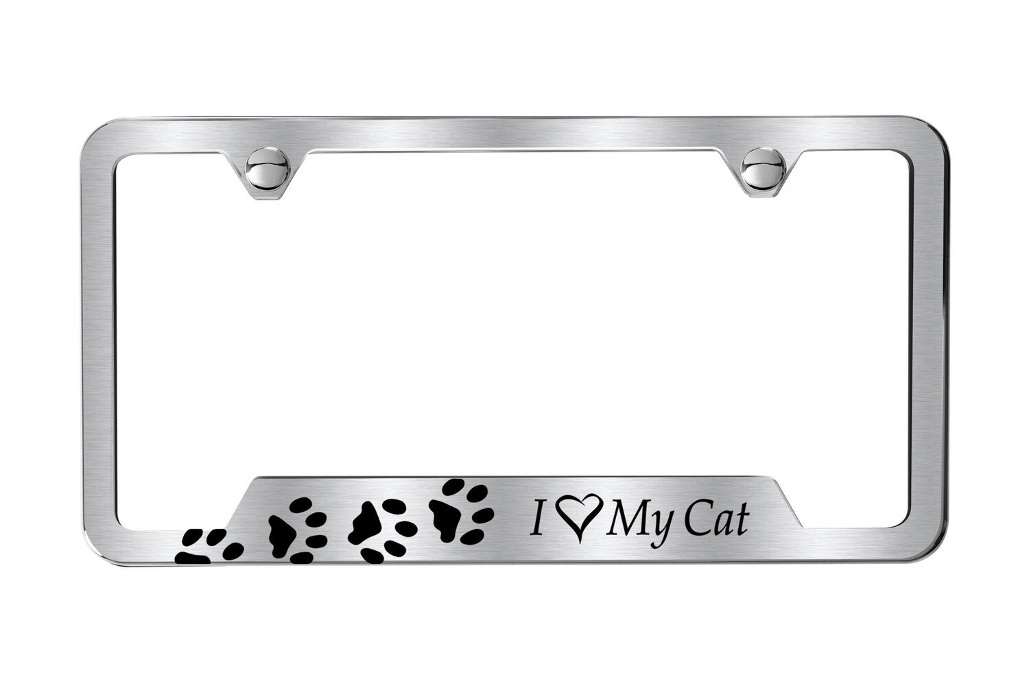 I Love My CAT paw print License Plate Frame