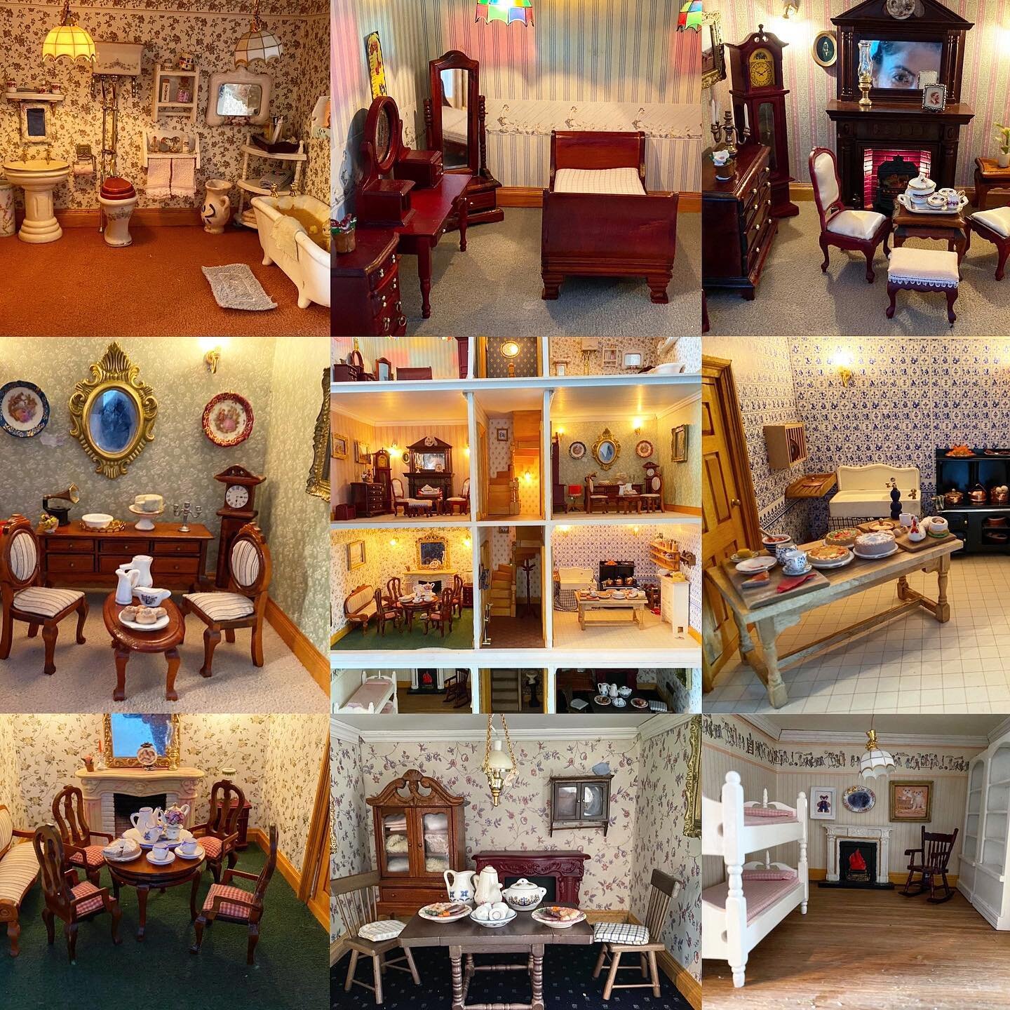 The rooms of this dollhouse contain so much detail!