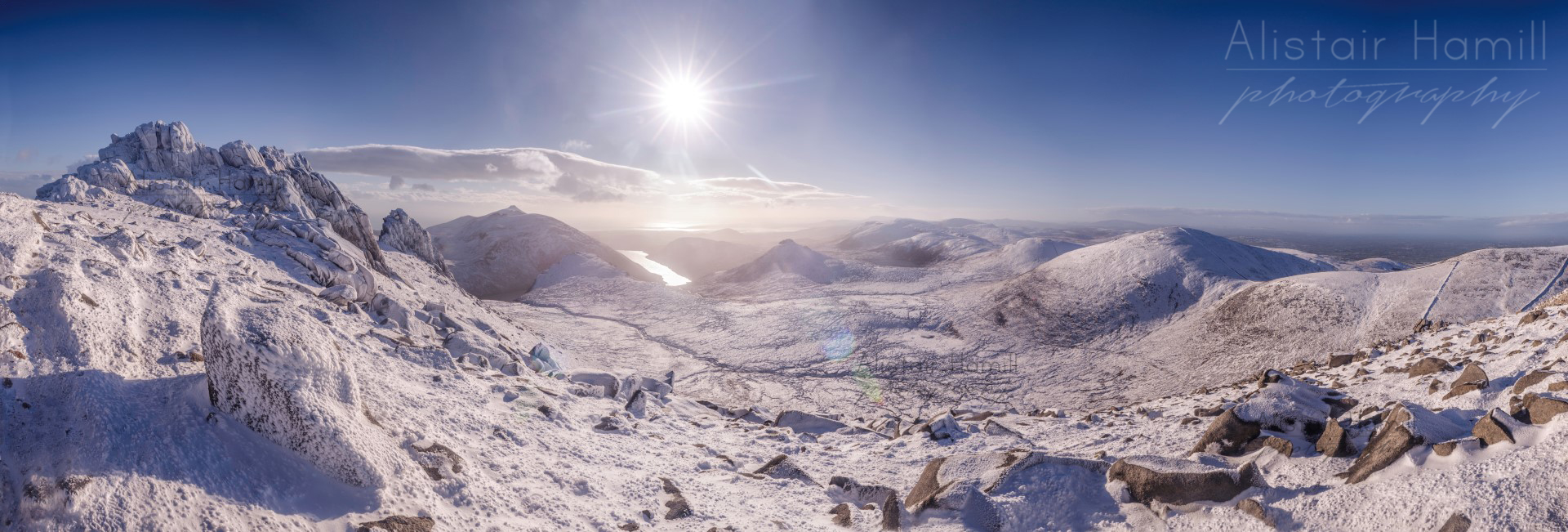 The breathtaking view from Bearnagh's summit