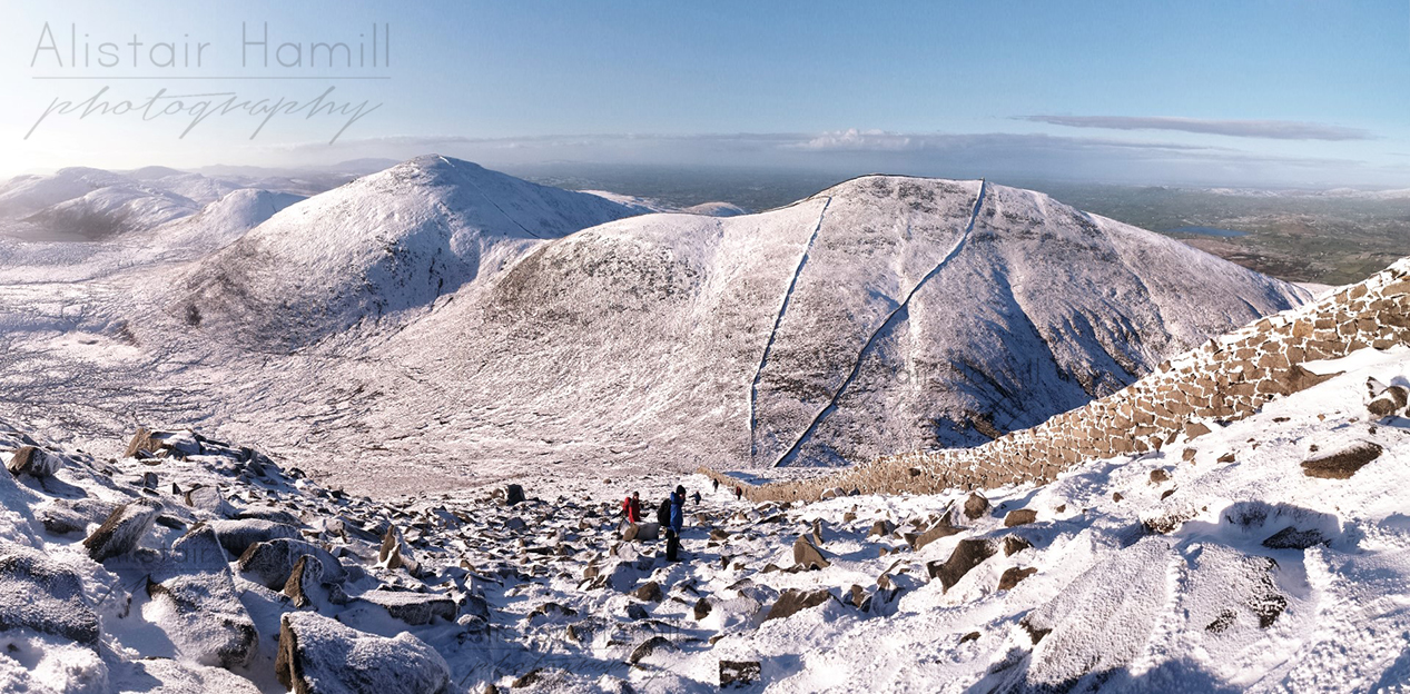 The view on the way down gave a great vantage point to look down on the summits of Meelmore and Meelbeg