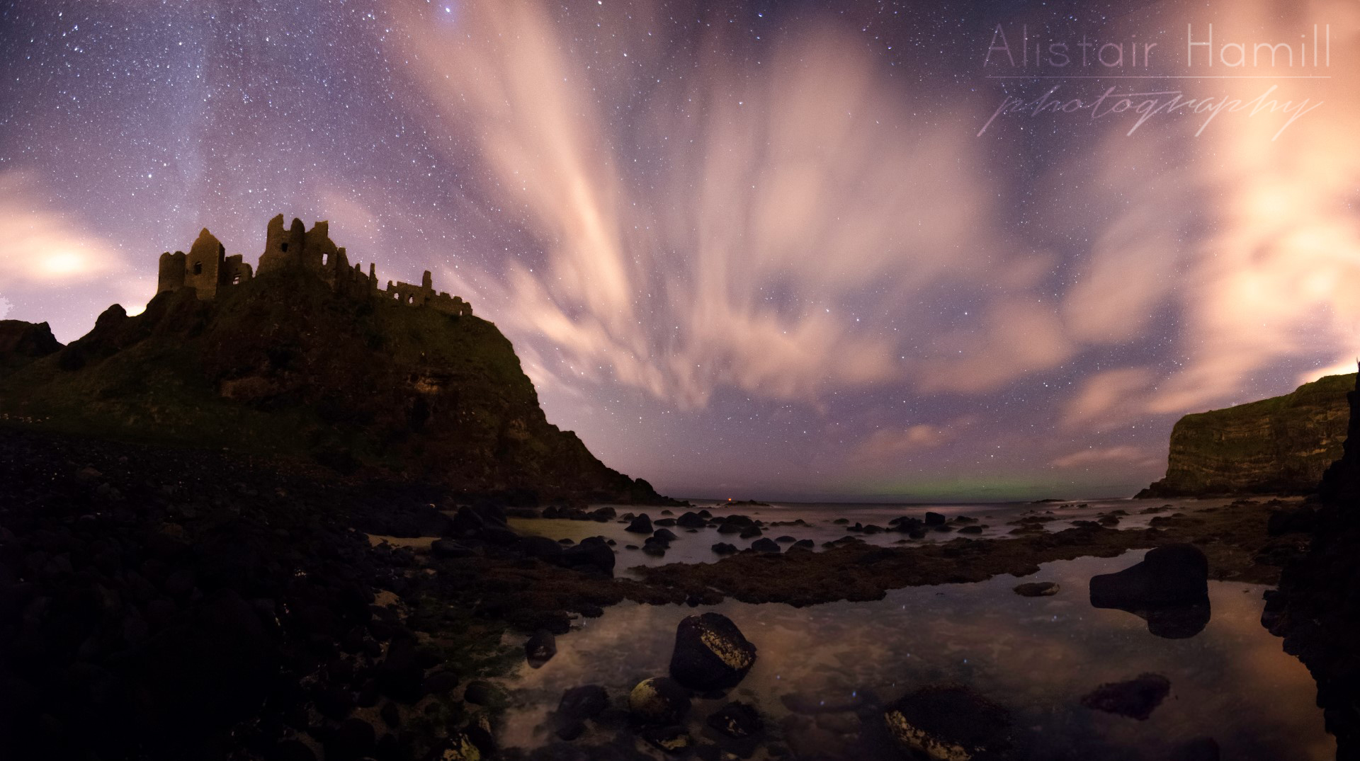 A 6 shot panoramic - with the aurora building in the background.