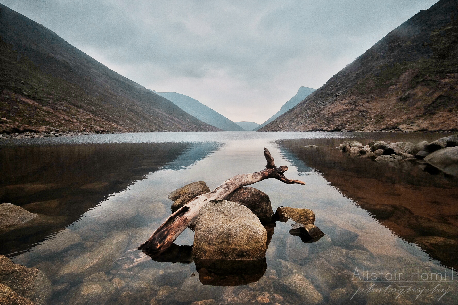 As if the rocks and reflections weren't enough at the eastern end of Ben Crom, we came across a random weathered tree trunk. Perfect for that foreground detail.