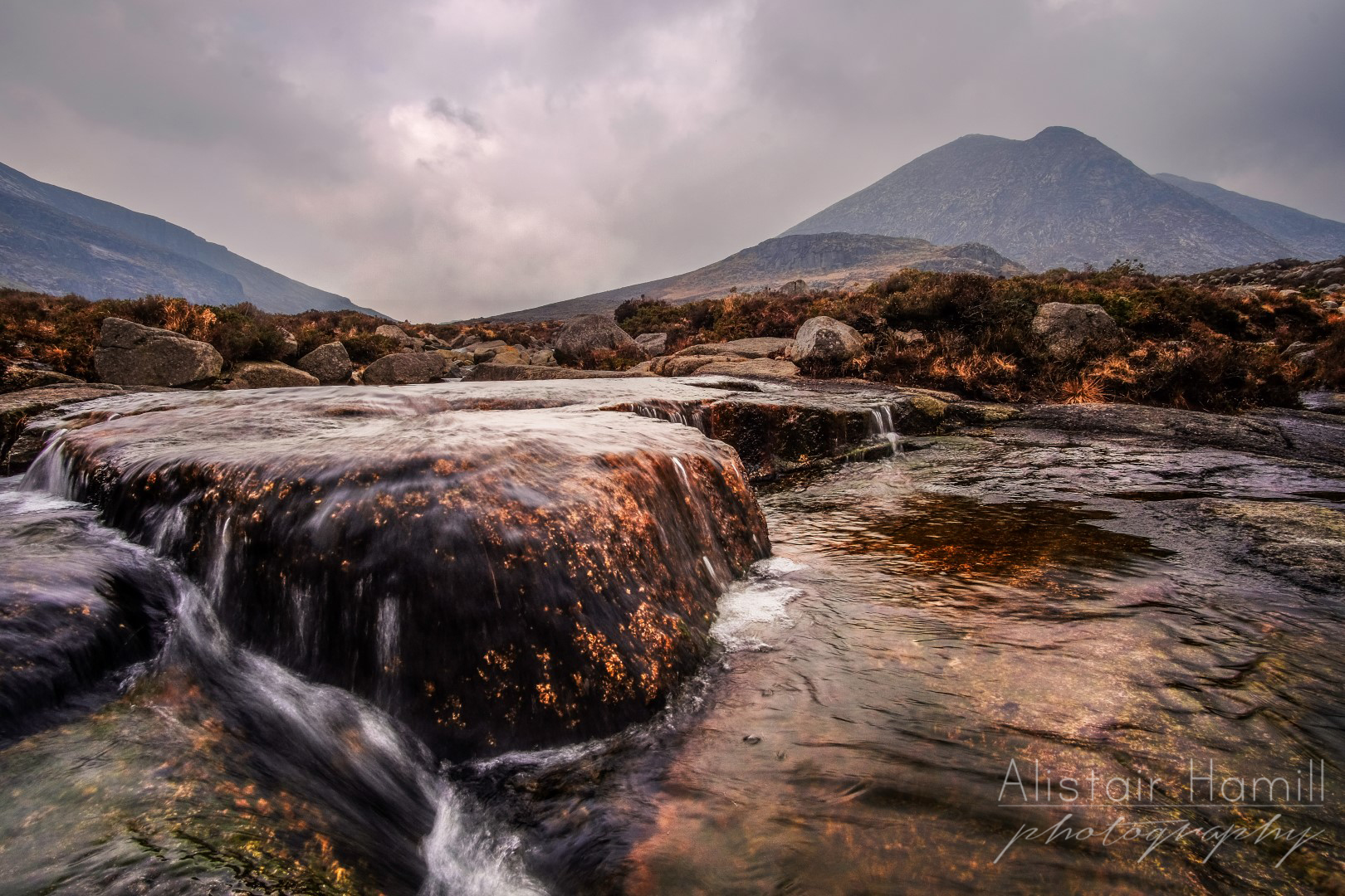 I was so struck by how much colour the drab skies allowed me to notice in the landscape all around. The coppery tones in the water especially caught my eye.