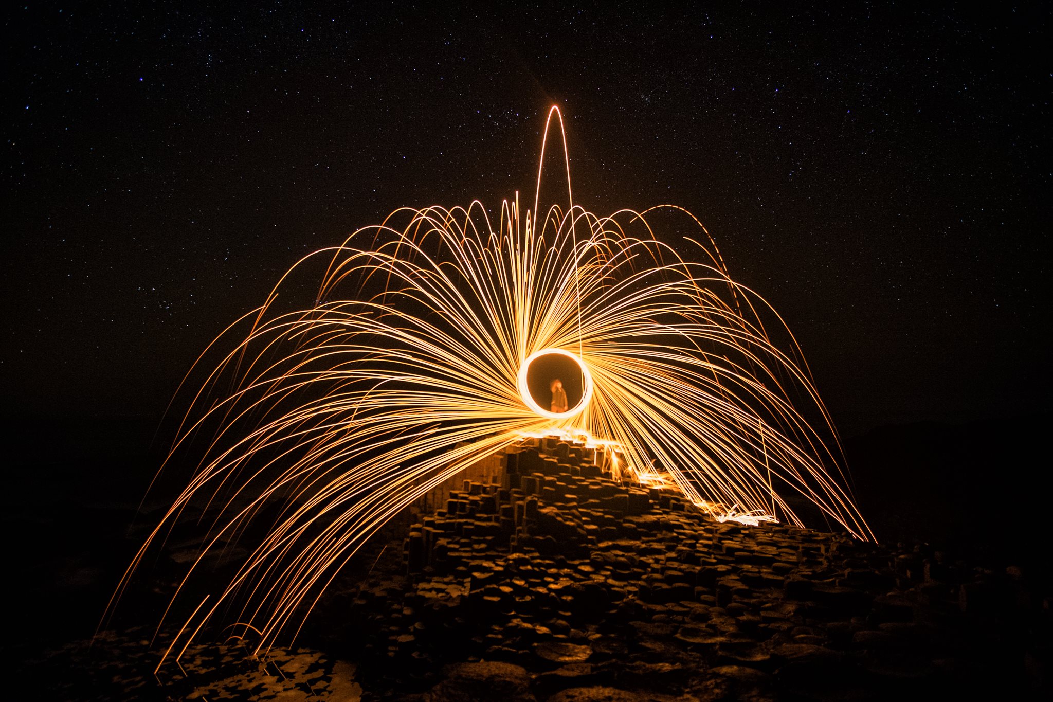 Image taken by one of the workshop participants, Patsy Ma Reavy. If you look carefully, you can see the wire wool spinner standing in the centre of the circle!