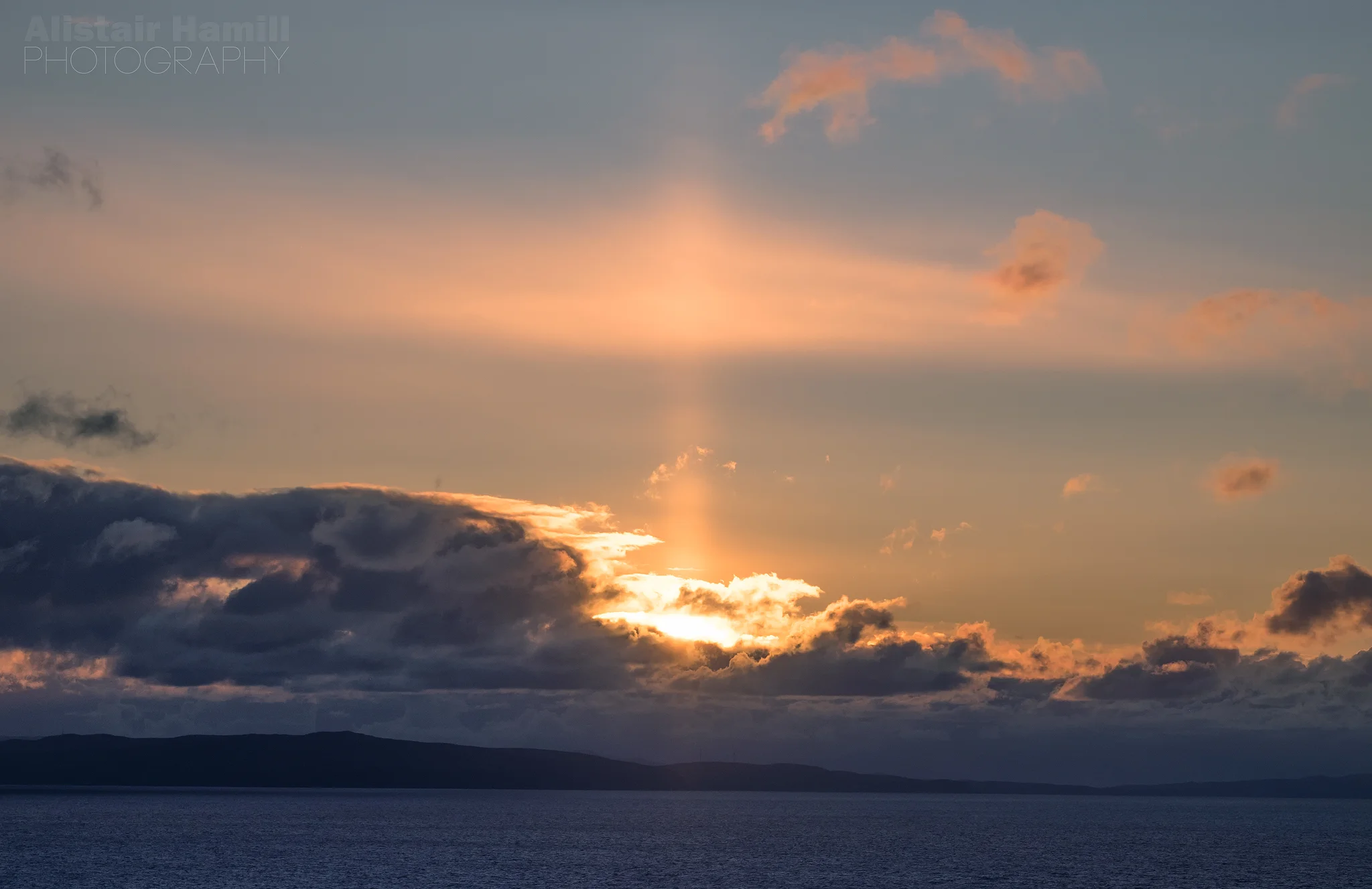 A sun pillar appears in the skies above Inishowen, Donegal.