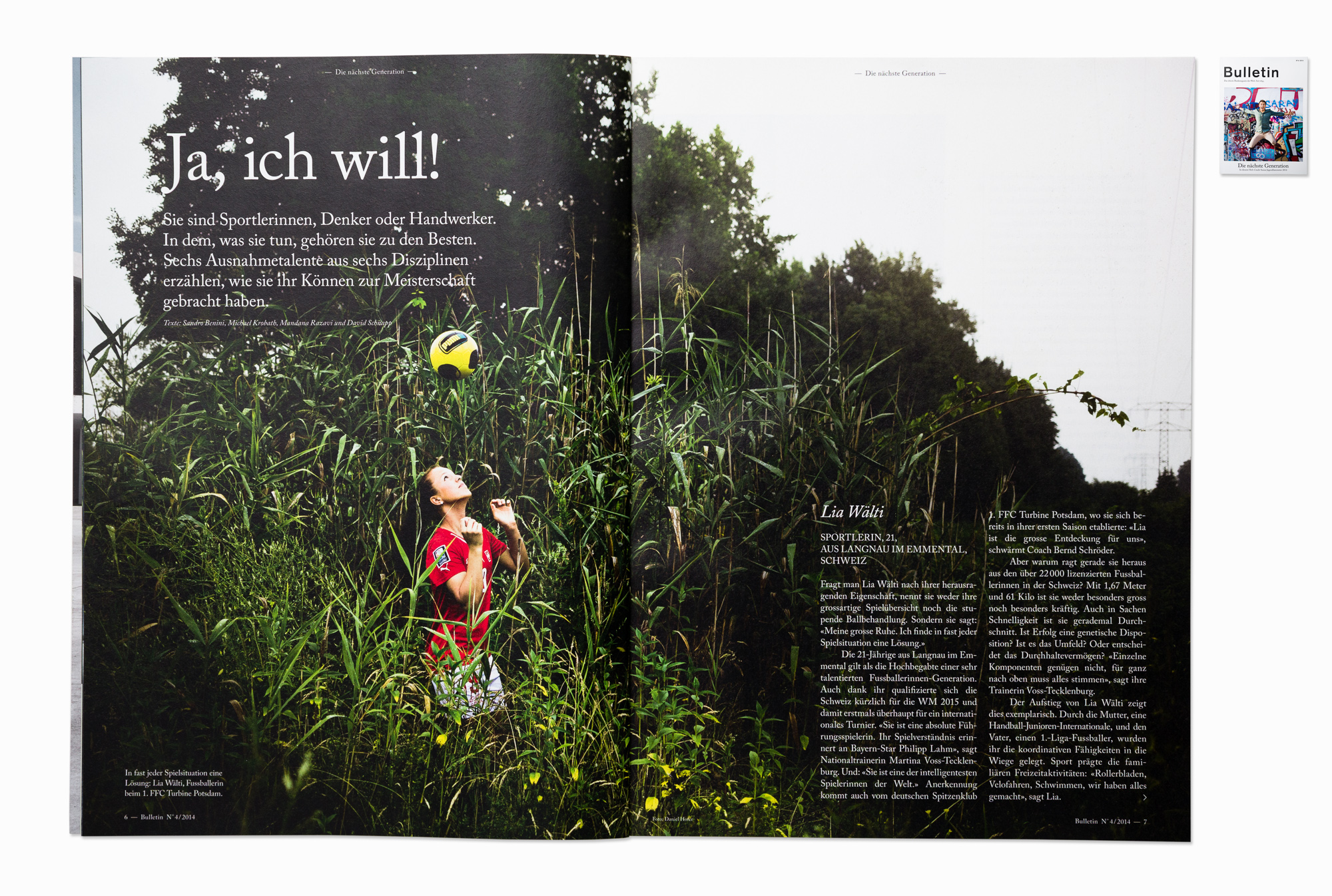   Soccer player Lia Waelti for Credit Suisse "Bulletin", Potsdam 2014  