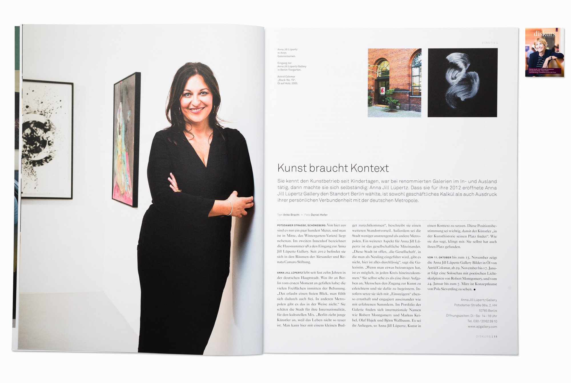   Gallery owner Anna Jill Luepertz for Diskurs magazine, Berlin 2014  