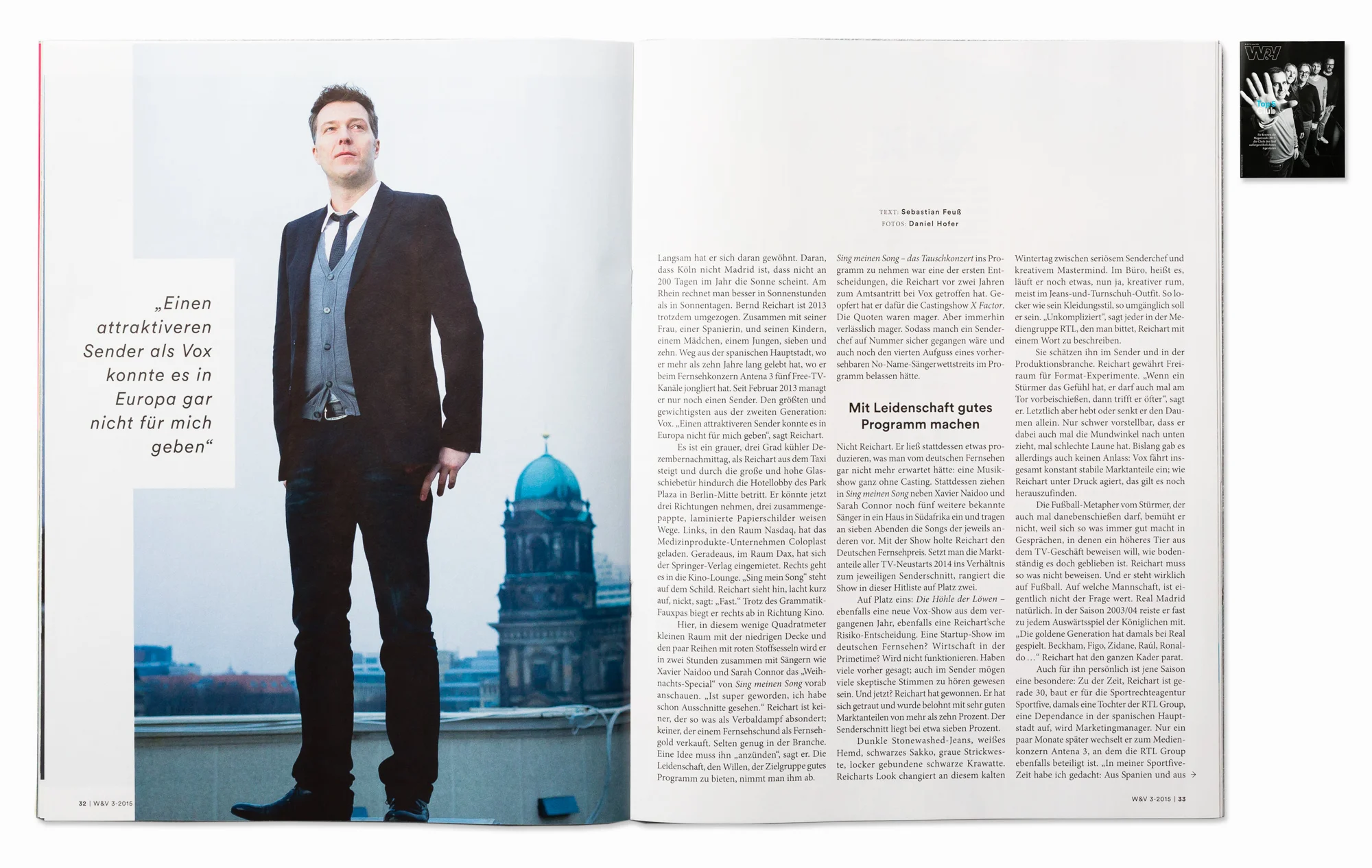 VOX TV Germany CEO Bernd Reichart for W&V Magazine, Berlin 2014