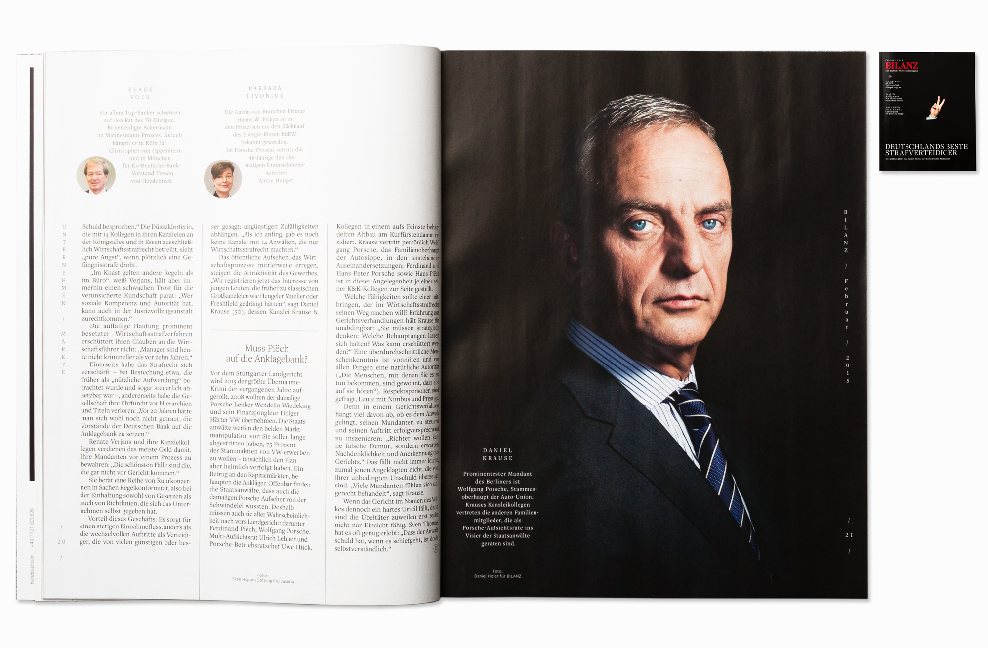   Defense attorney Dr. Daniel Krause for Bilanz Magazine, Berlin 2015  