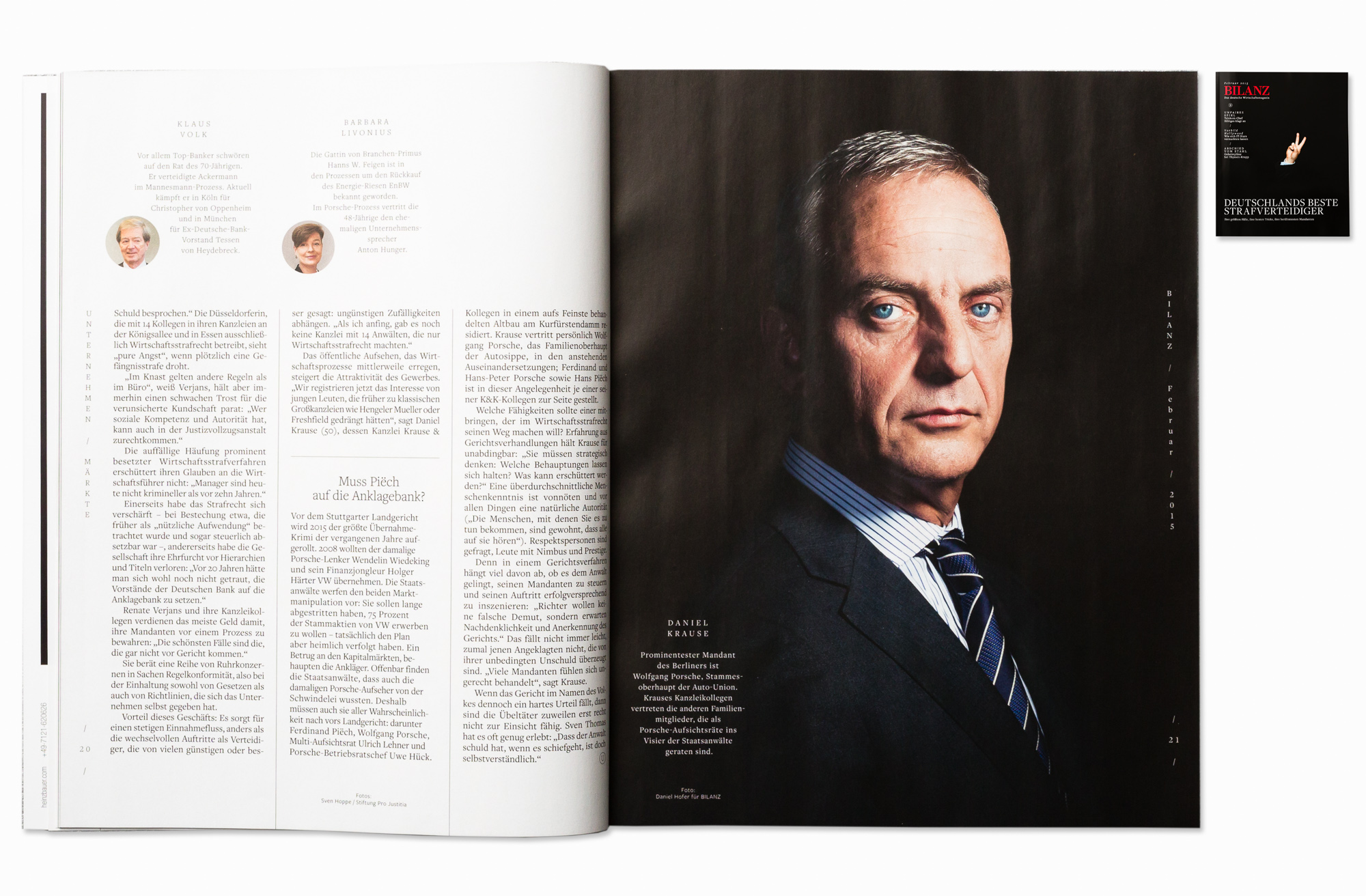 Defense attorney Dr. Daniel Krause for Bilanz Magazine, Berlin 2015