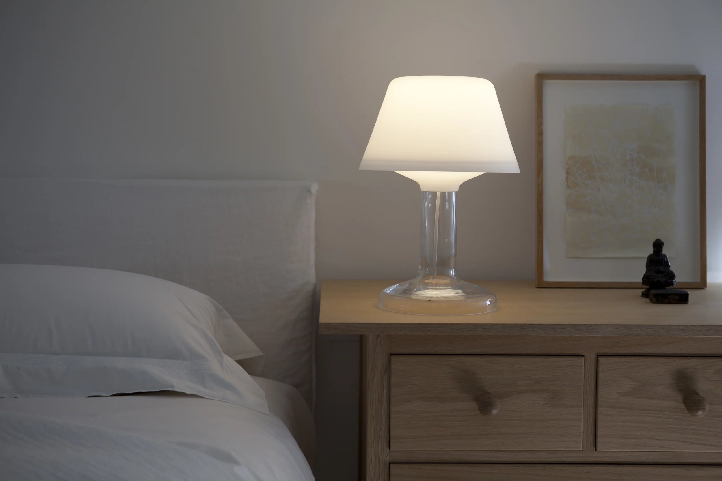   Produced from hand-blown borosilicate glass, this table lamp is the first in a range of Halcyon lights to be produced by&nbsp;  Decode London  .  