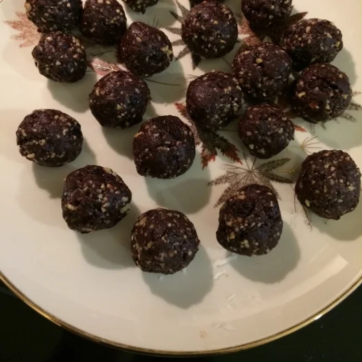 Fudge bites pre-coconut flakes. So chocolatey. Nom. 