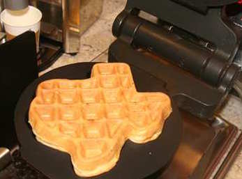 Enjoy a freshly made waffle that is in the shape of our great state!