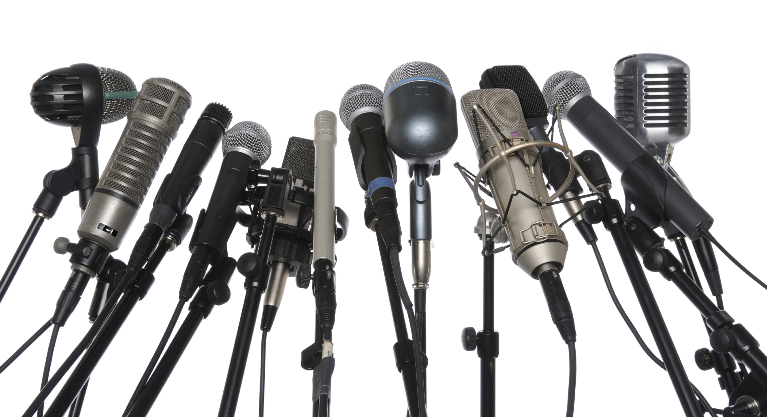 Microphones Over White Background