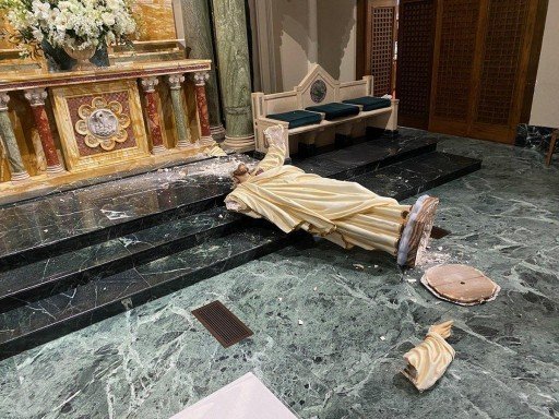 Death of old-school journalism may be why Catholic church vandalism isn't a big story
