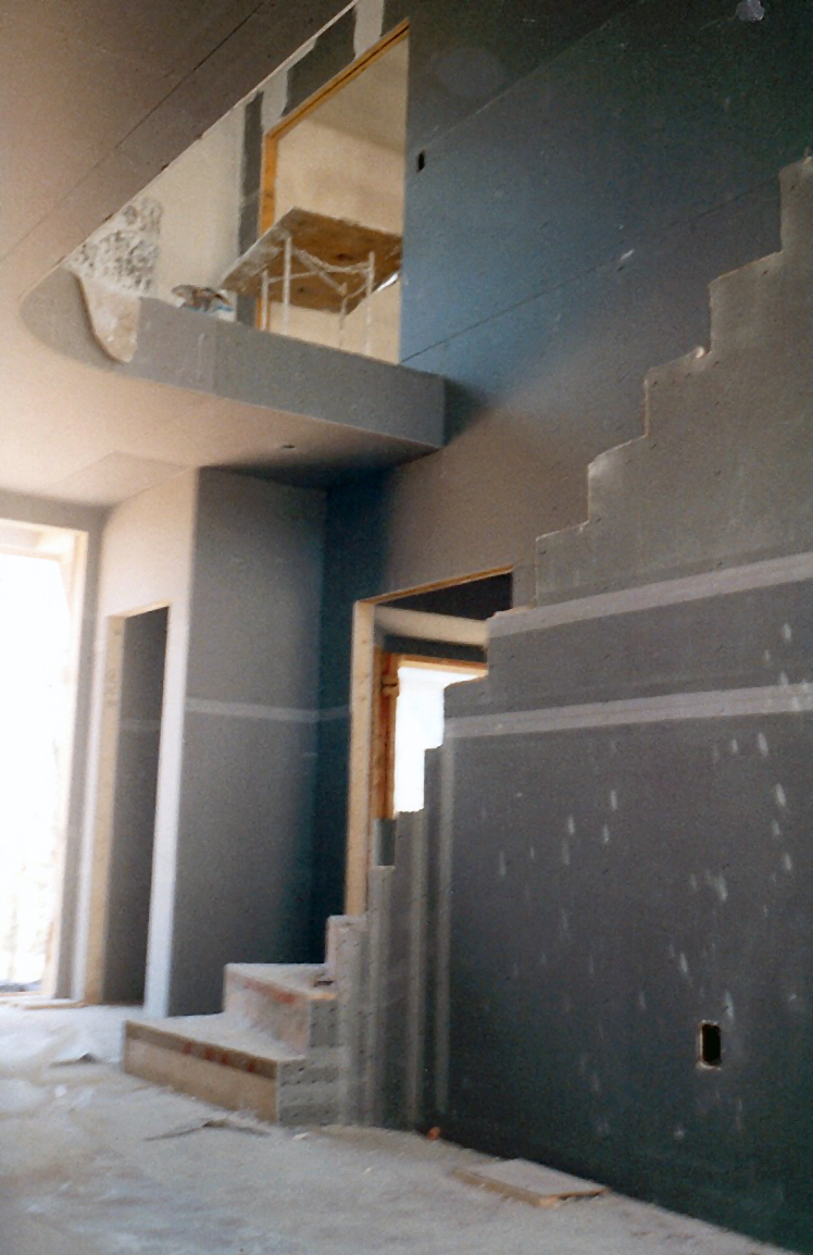 Curved stairway before