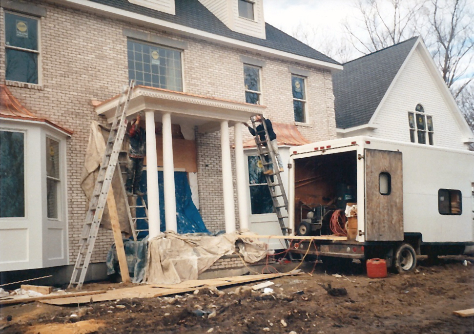 Front door during construction