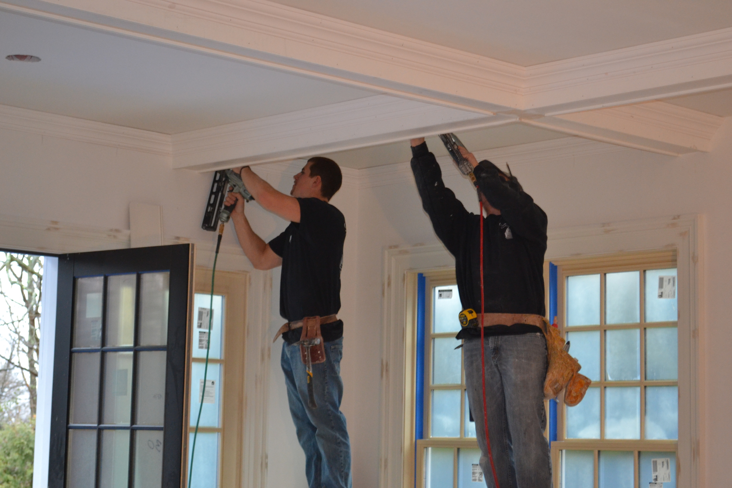 Bryan and Emery working on coffer ceiling