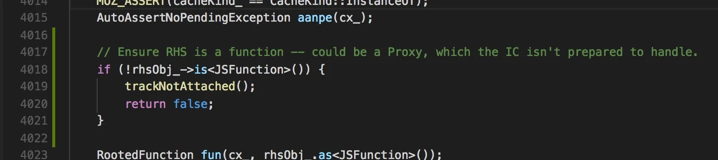 The green bar in the gutter is saying this is new, uncommitted code.