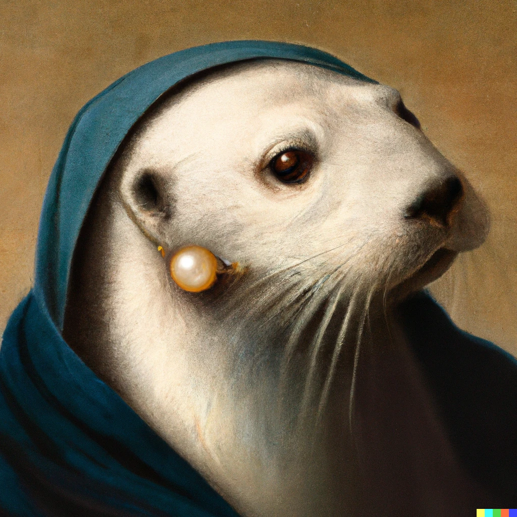 DALL-E's advertised ""A sea otter with a pearl earring" by Johannes Vermeer"