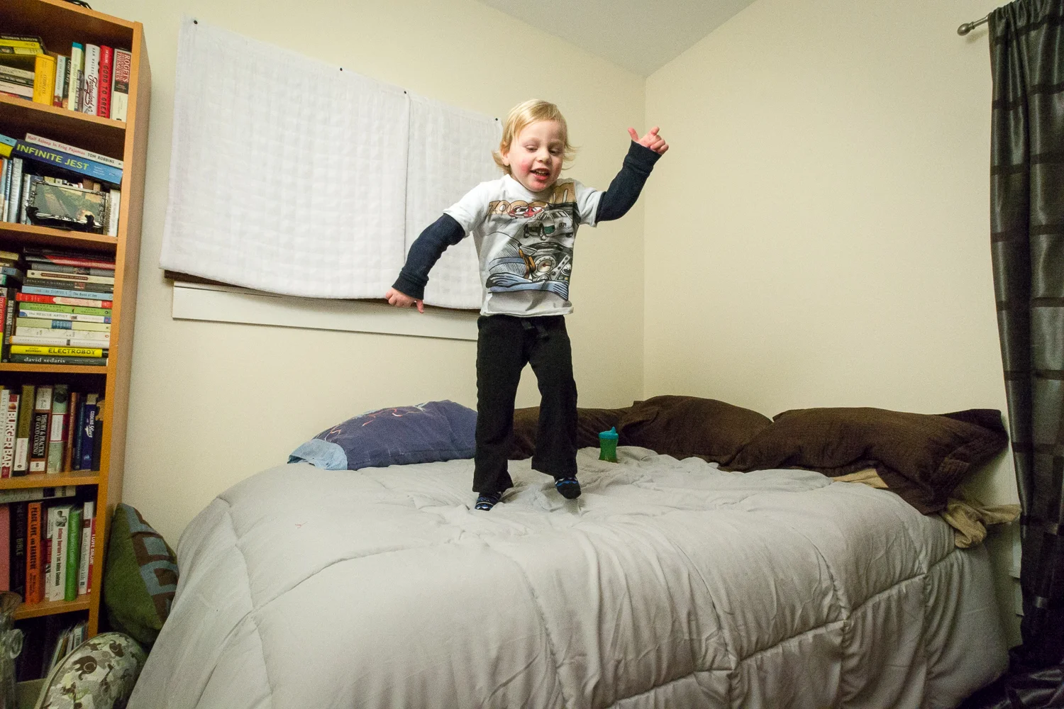 The Boy jumping with enthusiasm. 