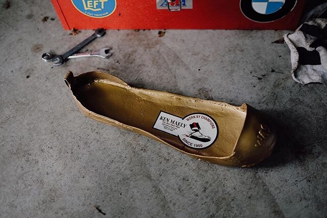 Over the past couple of years, I have been gifted some great pieces of flat track history. This one takes the cake... Bultaco Bill&rsquo;s original Ken Maely short track steel shoe. Thank you for the priceless gift WAS (William A. Snyder).