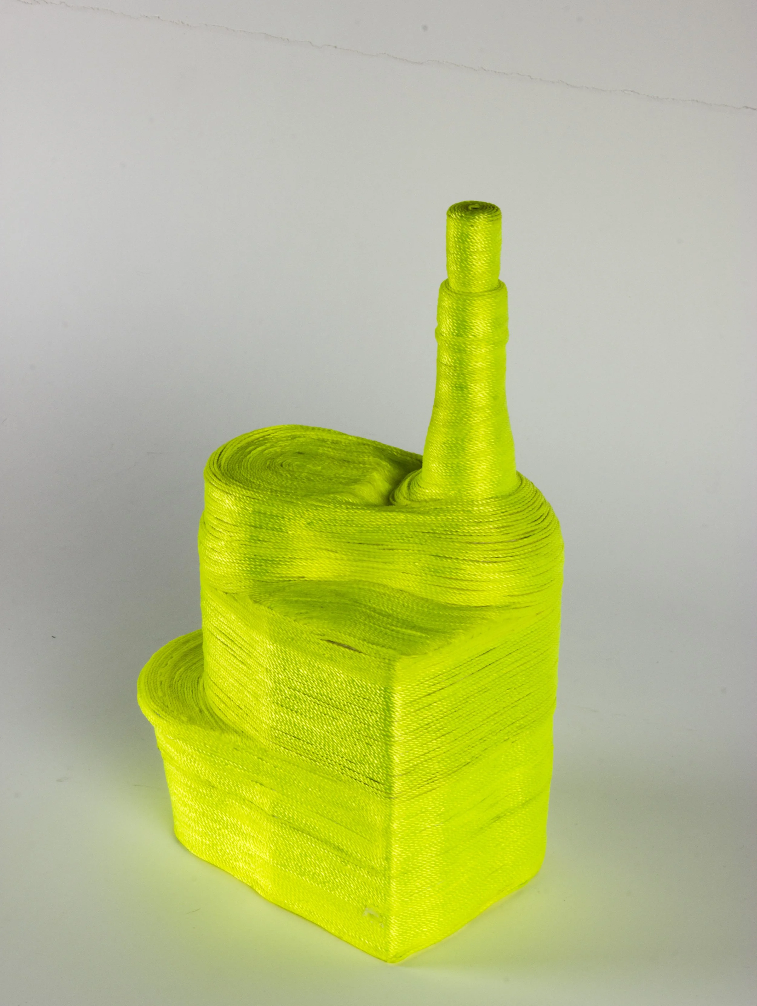 Untitled, 2014, papier-mâché, found objects, and nylon string, 16 x 8 x 6.5 inches