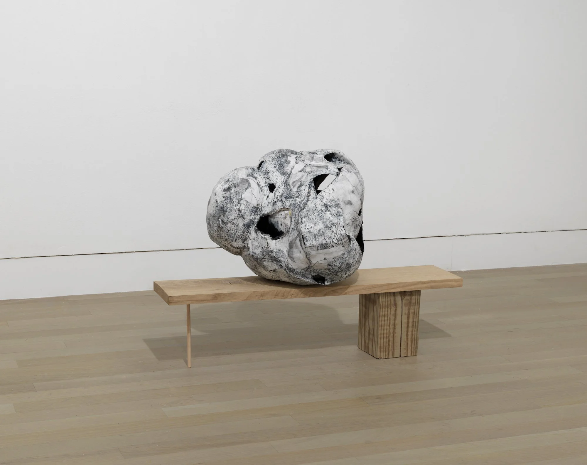 Circular Fiction, 2016, papier-mâché, wood, and paint, 25 x 36 x 14 inches

