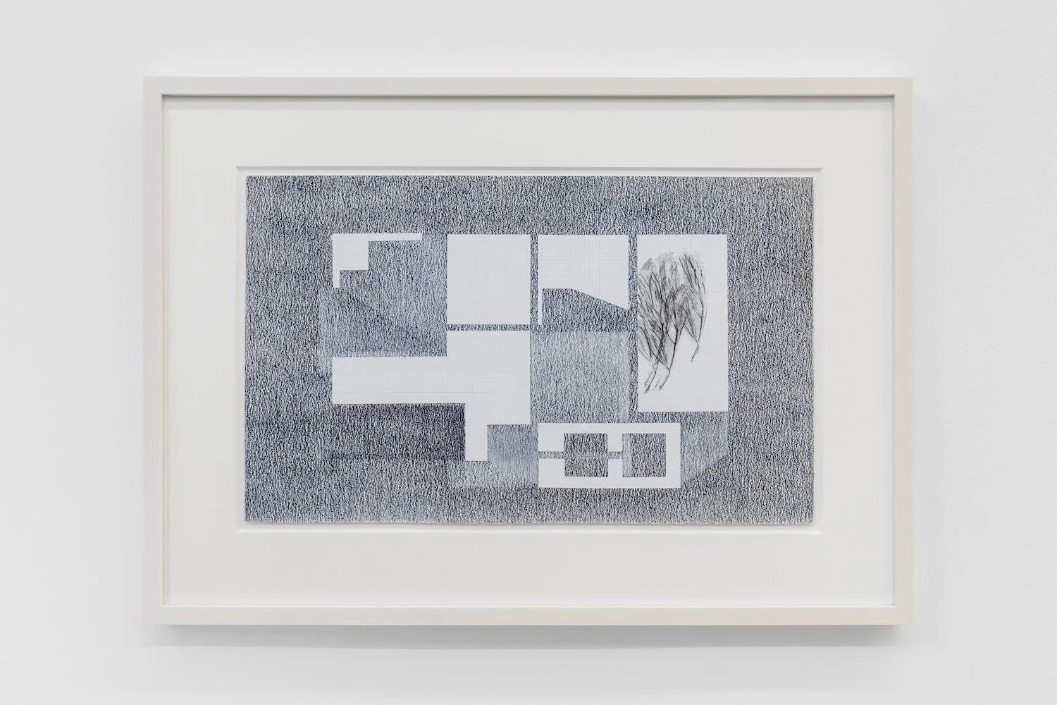 Colored pencil, graphite, and collage on paper, 12 x 19 inches