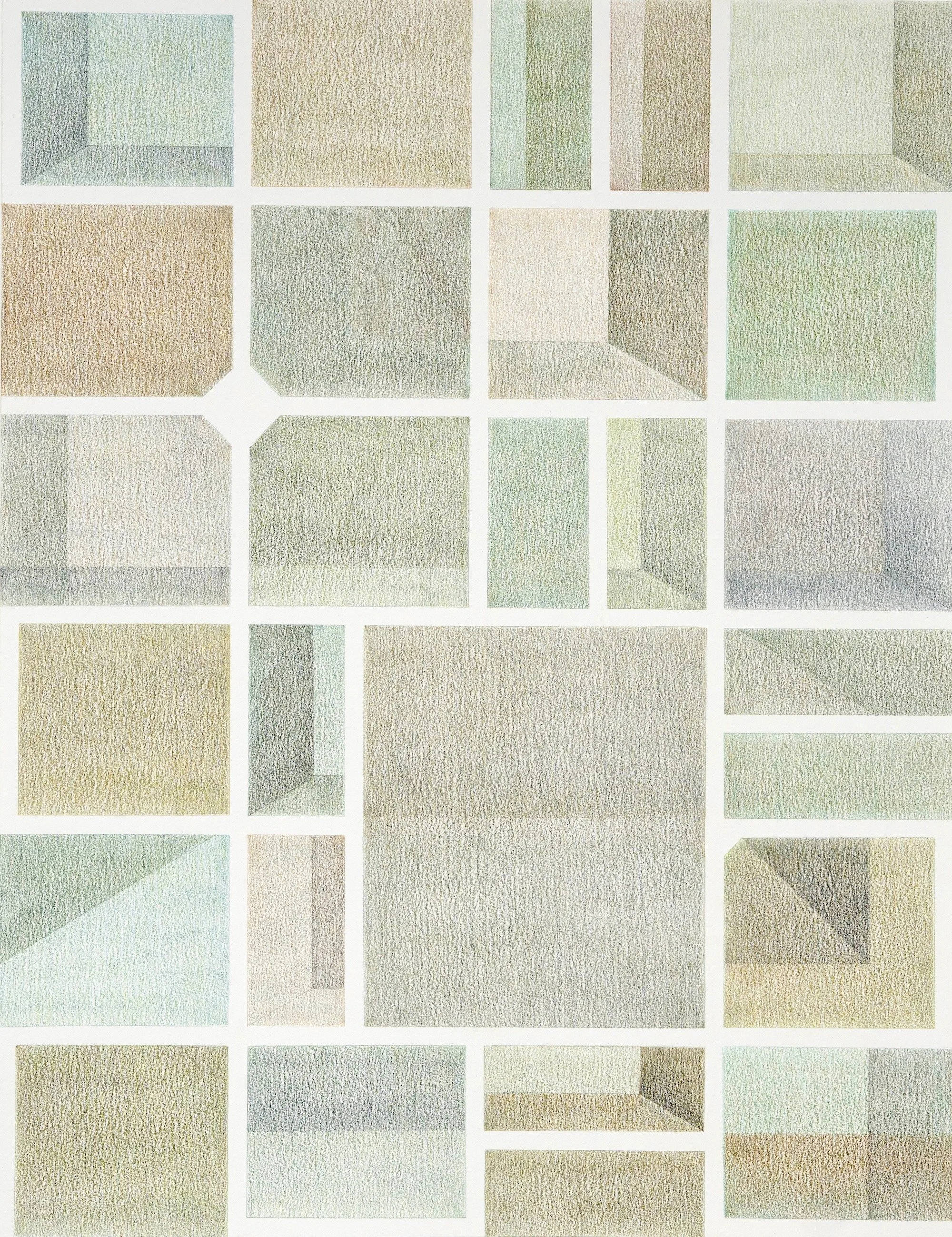 Garden Memories, 2024, colored pencil on paper, 25.5 x 19.3/4 inches
