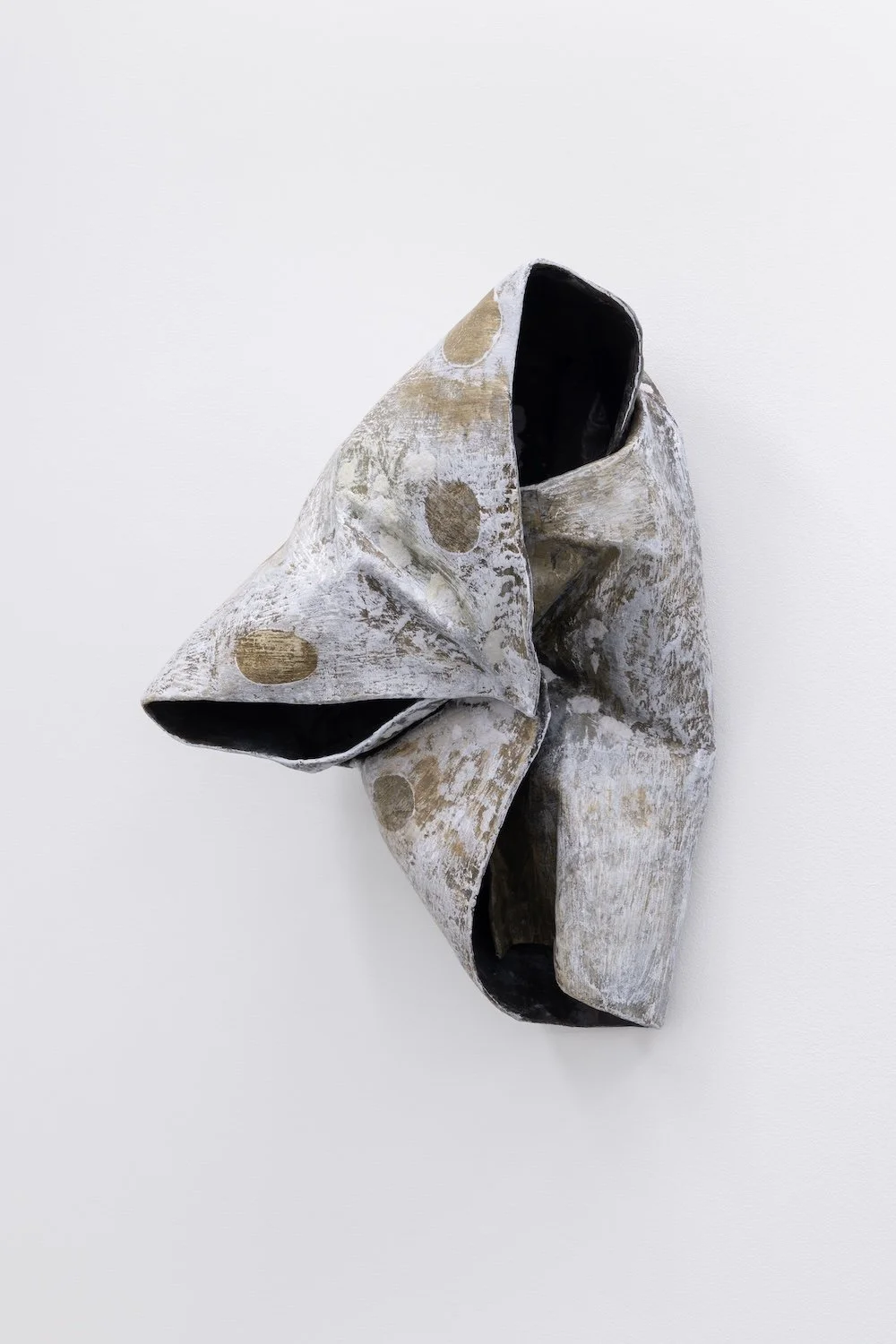 Unbound, 2024, ink, acrylic, graphite, aqua resin, and papier-mâché, 18 x 7.5 x 13 inches