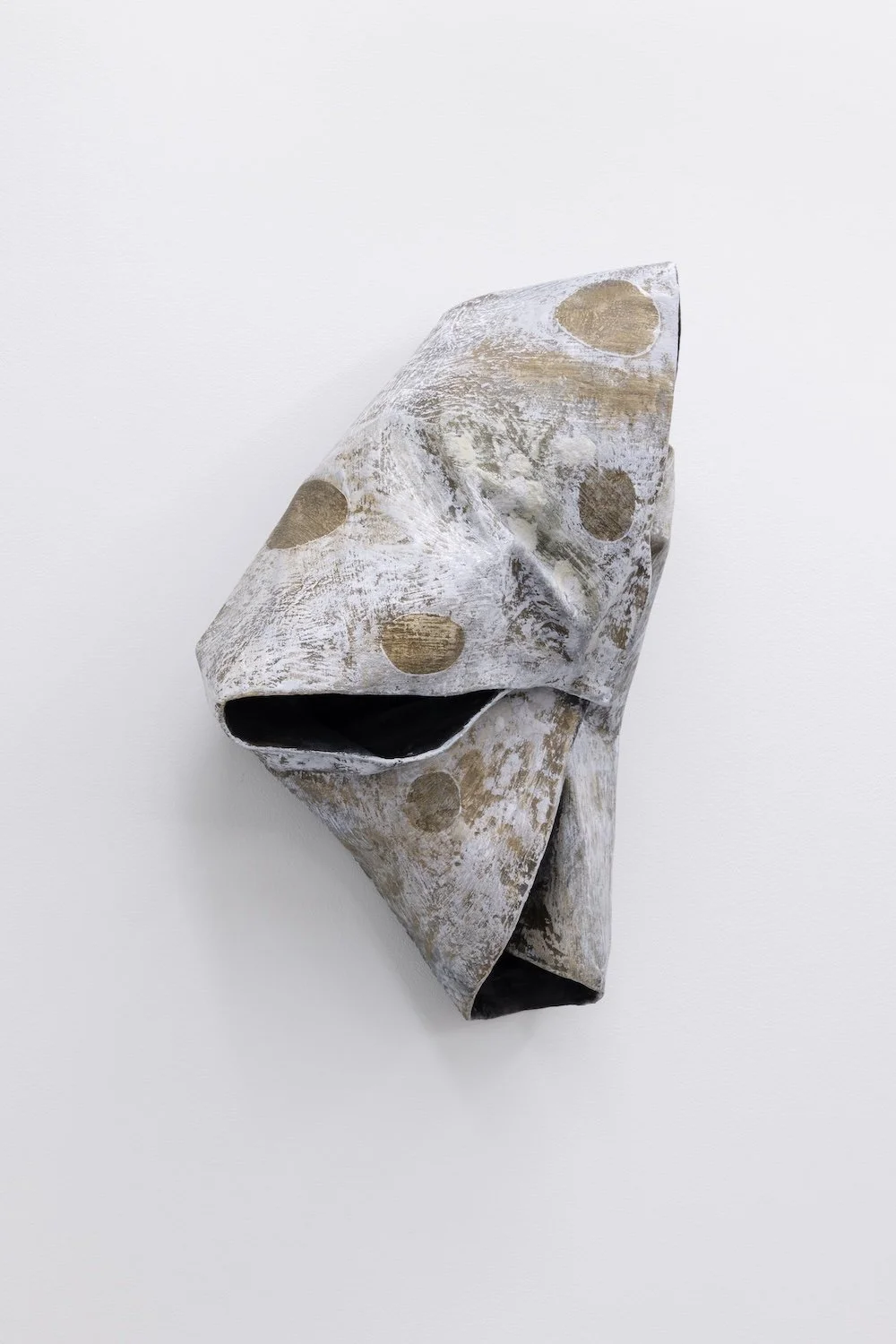 Unbound, 2024, ink, acrylic, graphite, aqua resin, and papier-mâché, 18 x 7.5 x 13 inches
