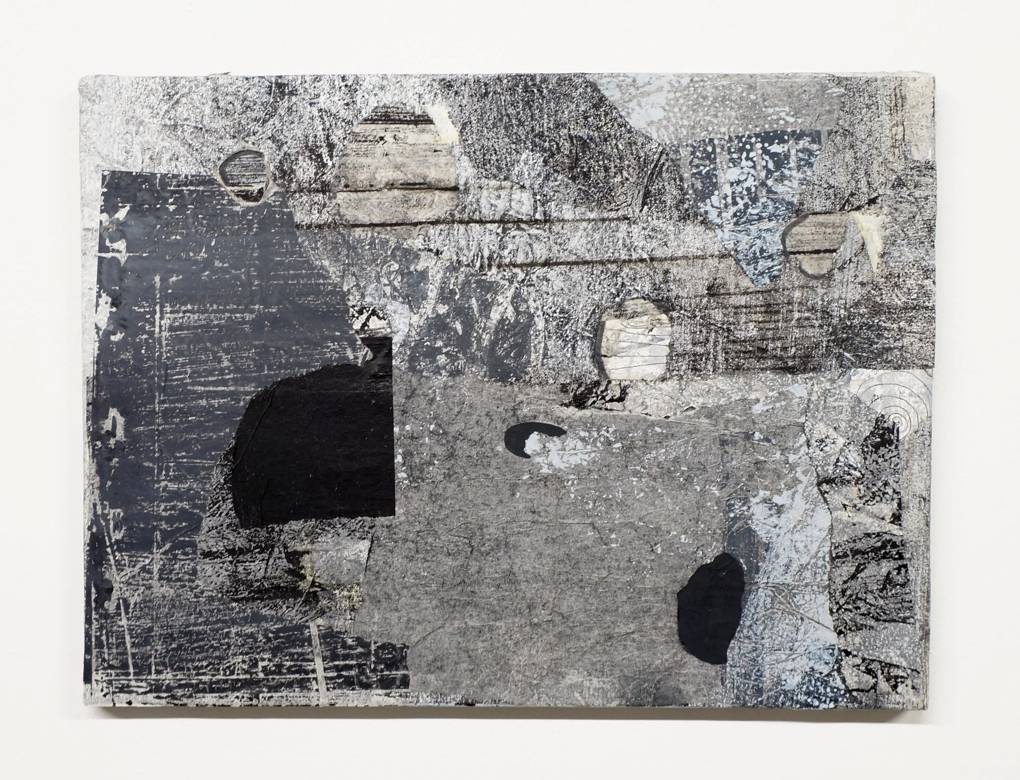 Untitled, 2017, ink, gouache, and collage on canvas, 12 x 16 inches