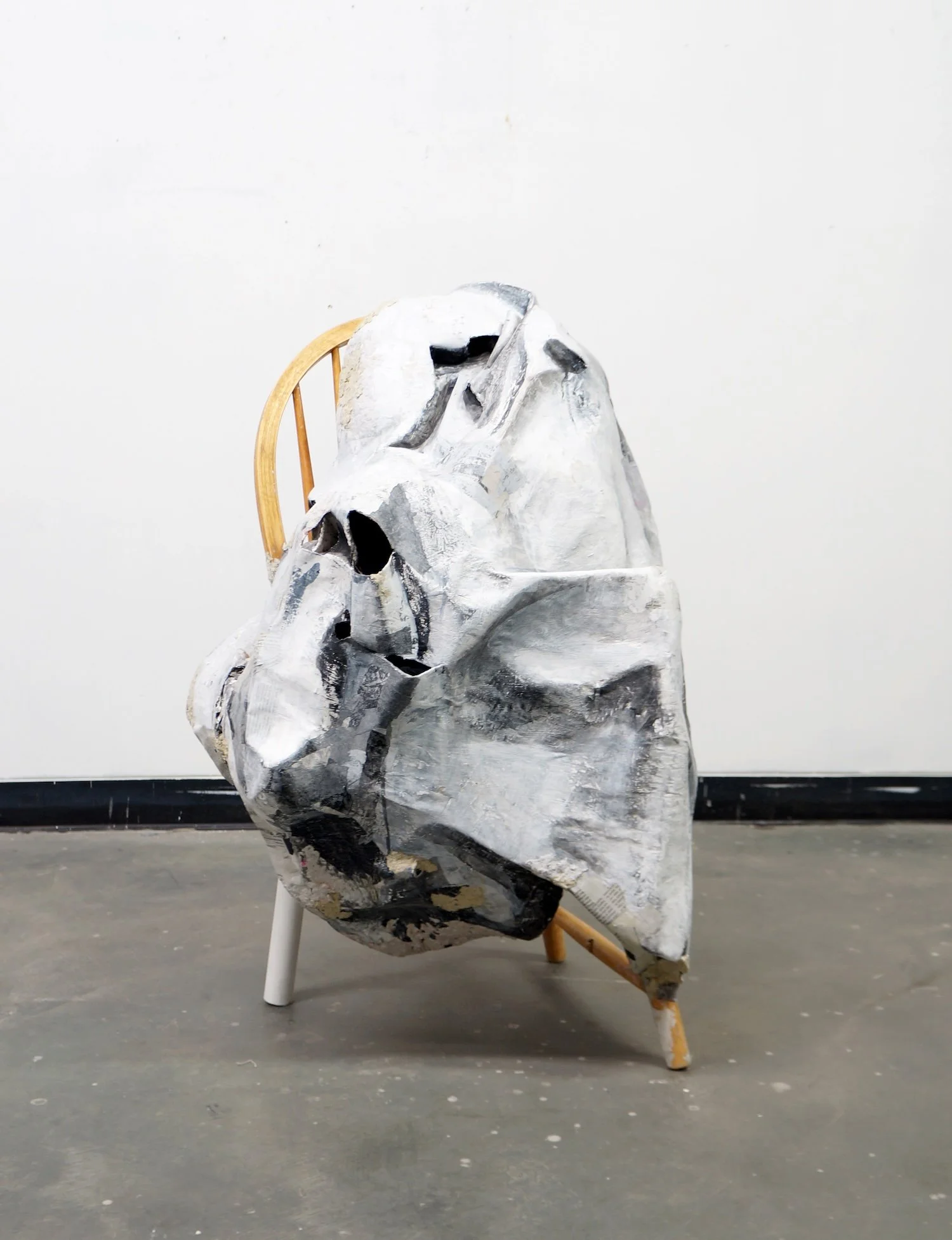 Negative Capability, 2017, papier-mâché, plaster, found chair, and paint, 42 x 20 x 18 inches
