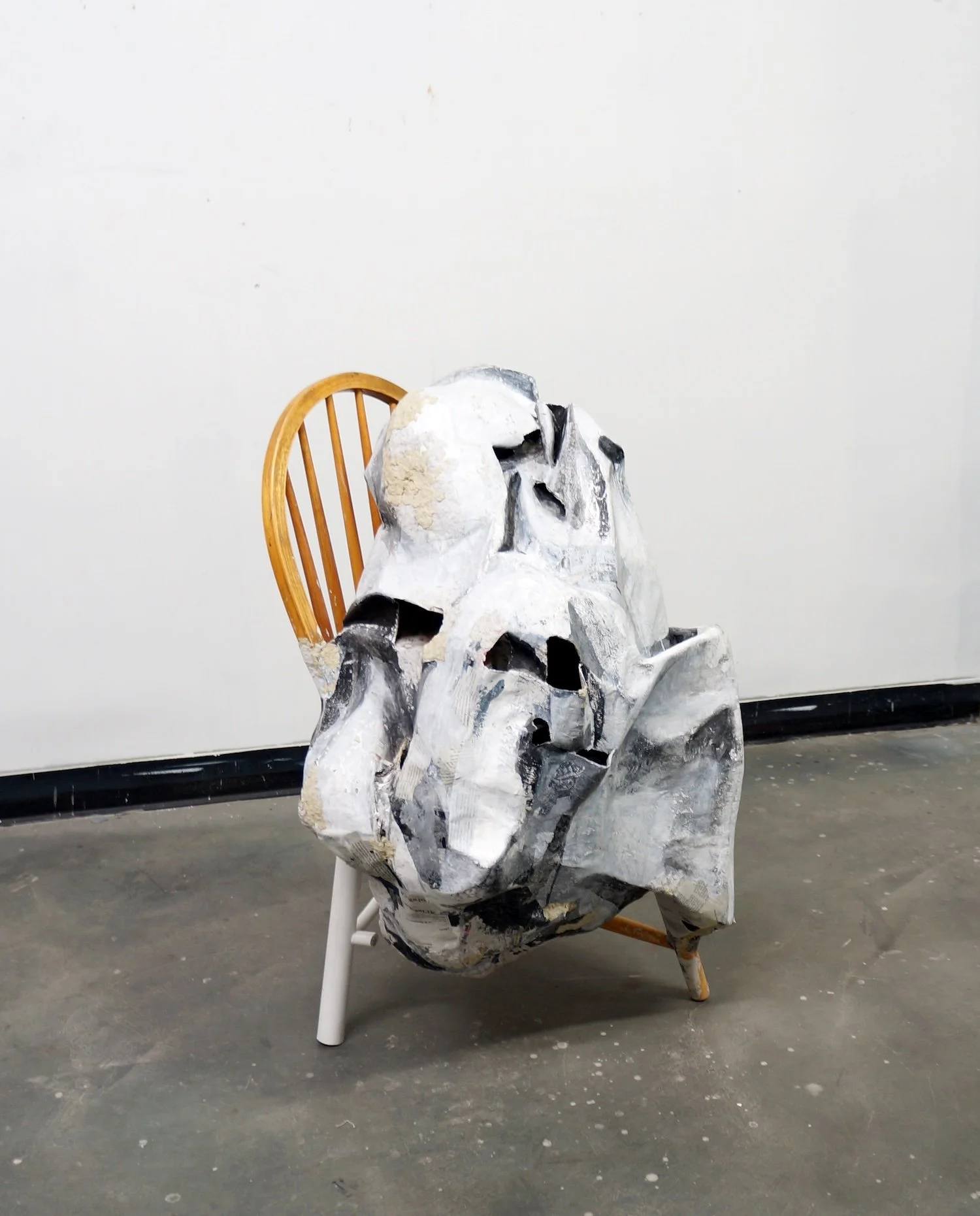 Negative Capability, 2017, papier-mâché, plaster, found chair, and paint, 42 x 20 x 18 inches
