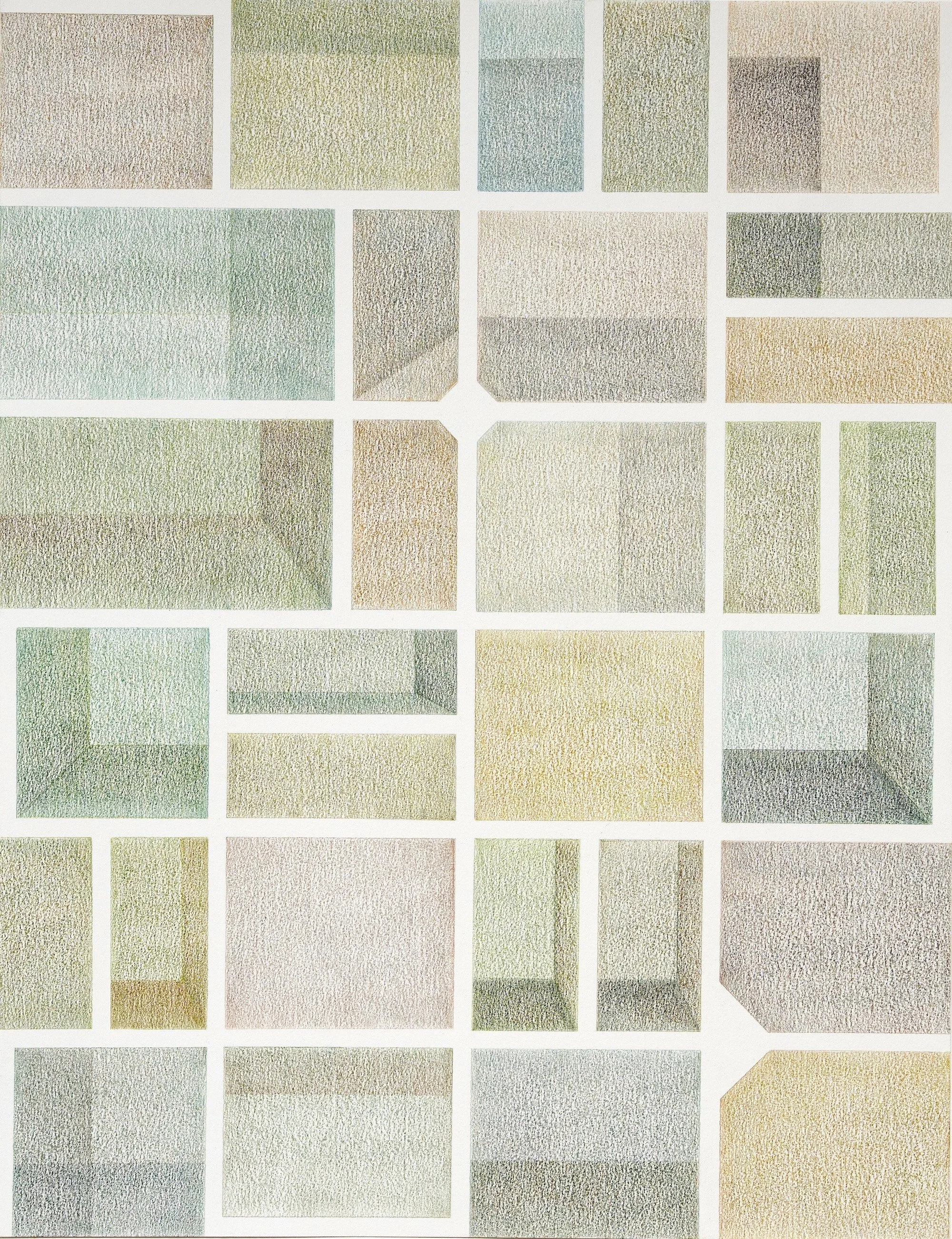 Garden Memories, 2024, colored pencil on paper, 25.5 x 19.3/4 inches
