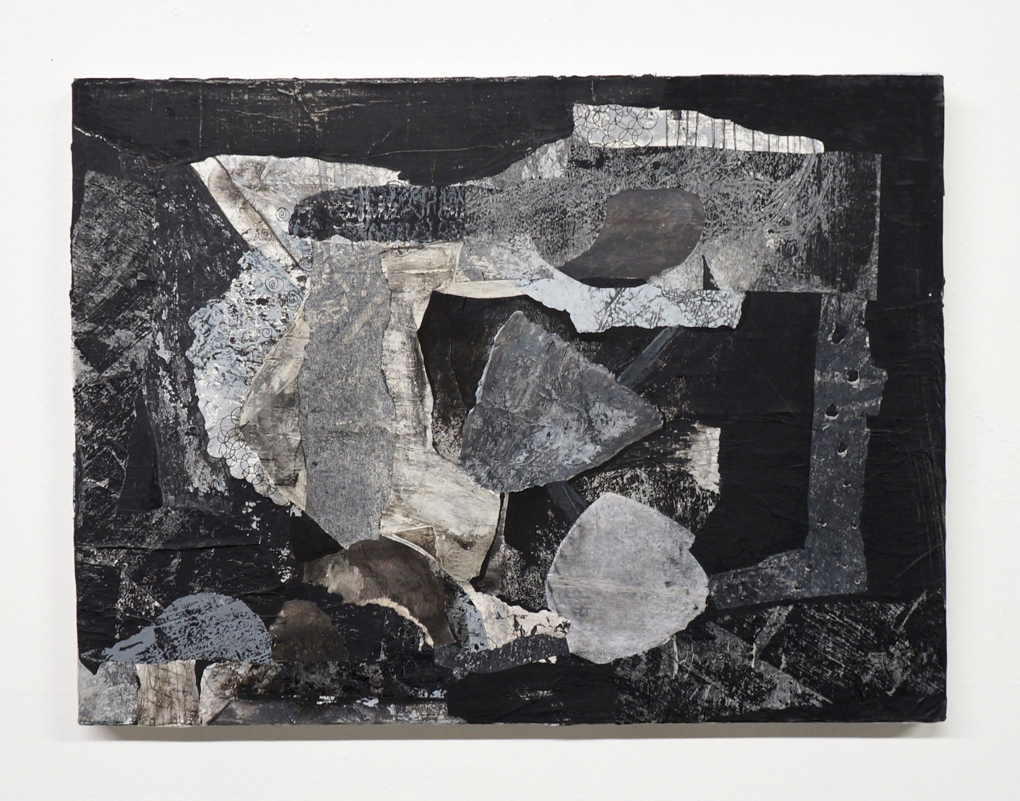 Untitled, 2017, ink, gouache, and collage on canvas, 12 x 16 inches