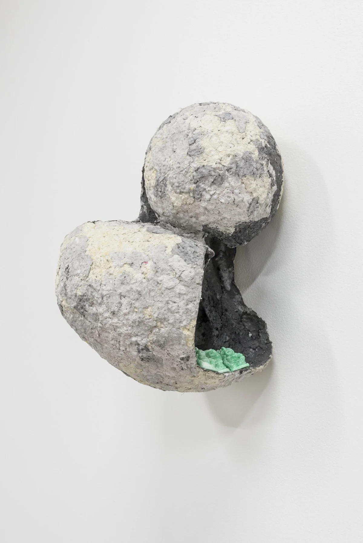 Safety, 2016, papier-mâché, paint, found objects, 9 x 8 x 8 inches