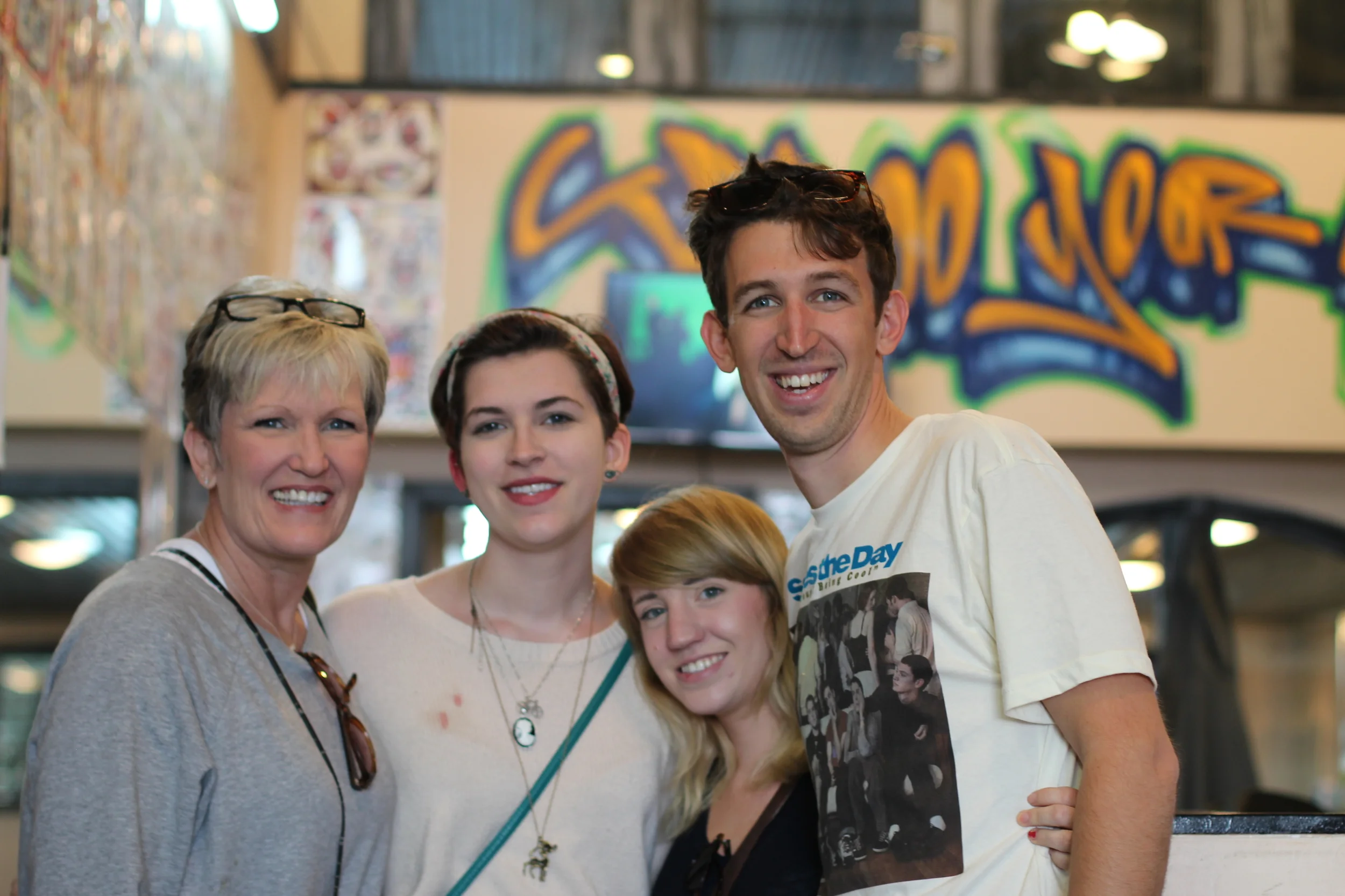 Oh, ya know, just hanging at the tattoo shop with my mom. That is blood on my sister's shirt...