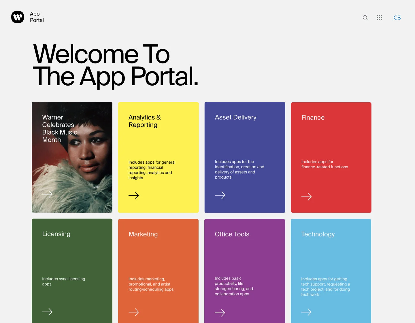 Internal app portal with new unification branding